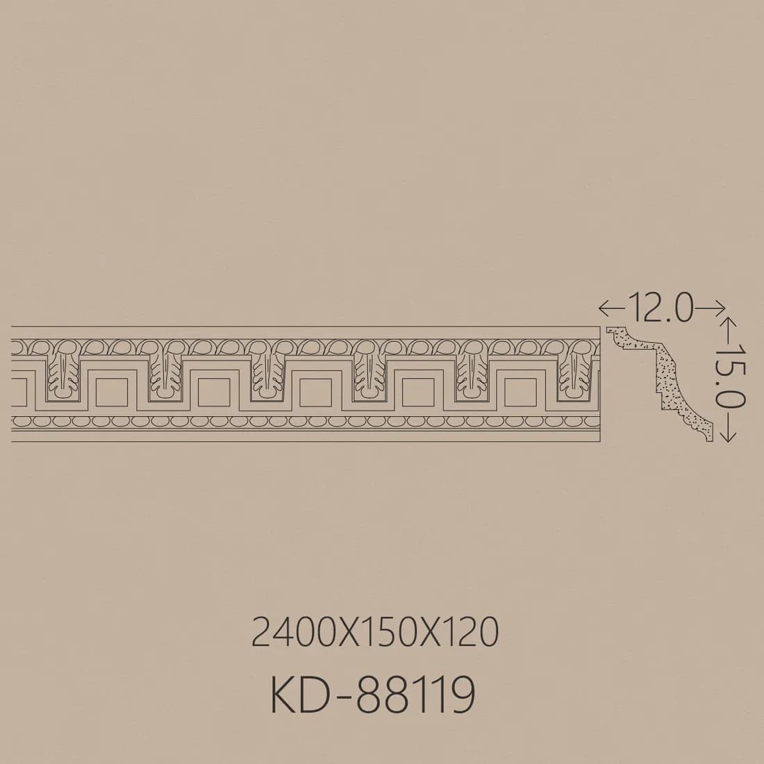 Poliüretan Kartonpiyer PU-88119 teknik çizim