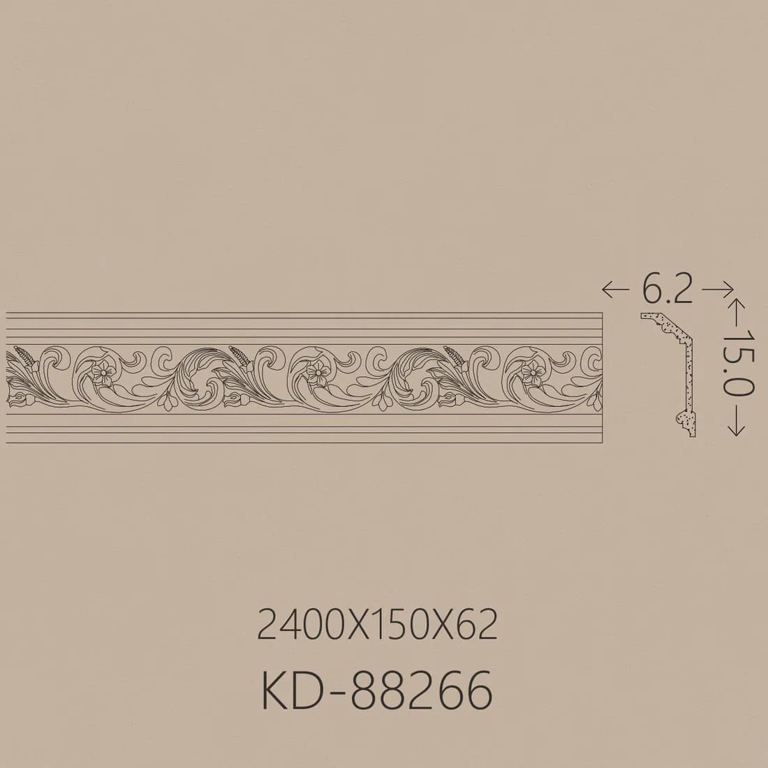 Poliüretan Kartonpiyer PU-88266 teknik çizim