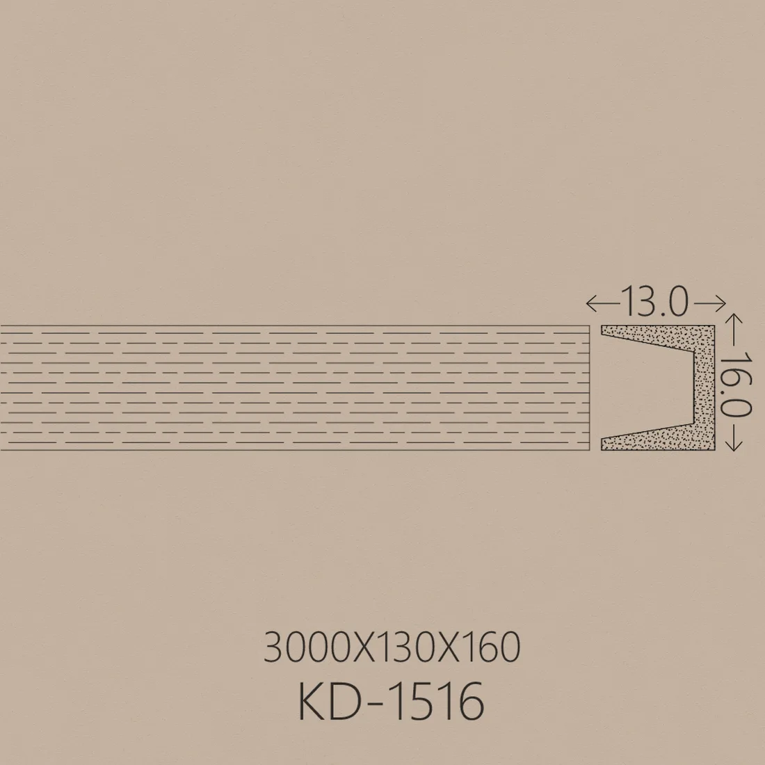 Poliüretan Kiriş PU-1516 teknik çizim