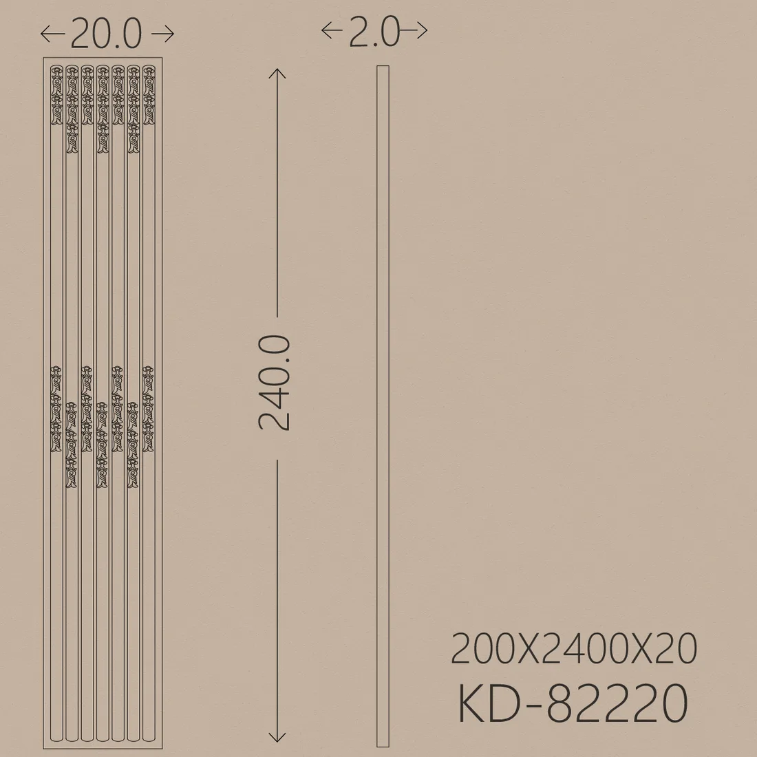 Poliüretan Pilaster PU-82220 teknik çizim
