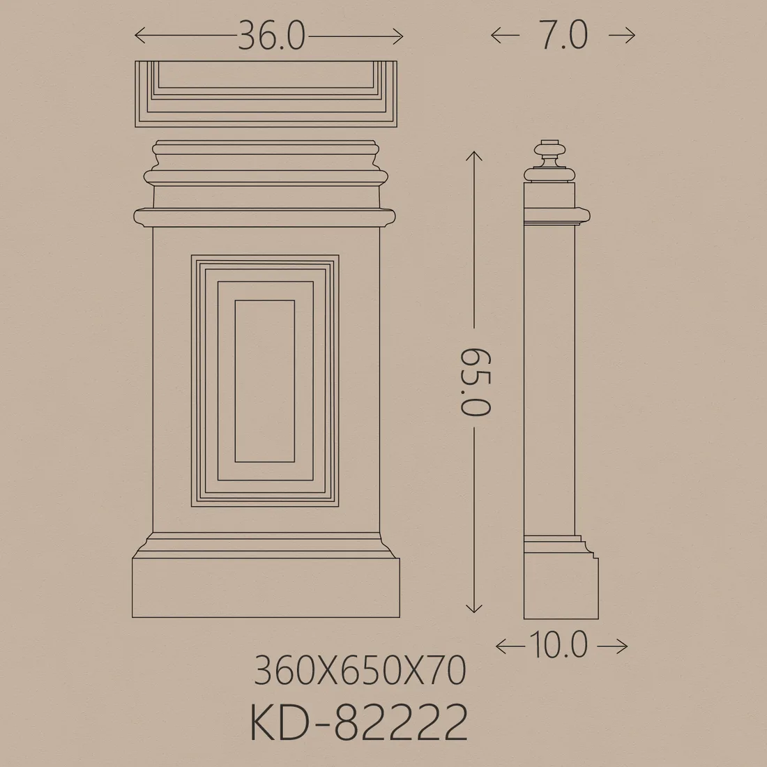 Poliüretan Pilaster PU-82222 teknik çizim