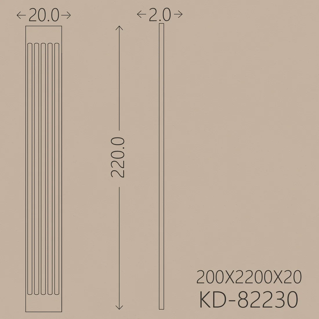 Poliüretan Pilaster PU-82230 teknik çizim