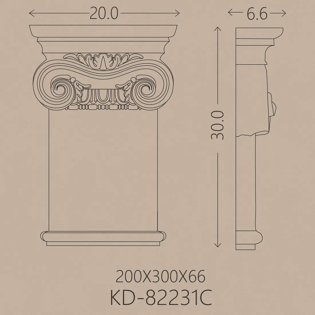 Poliüretan Pilaster PU-82231C teknik çizim