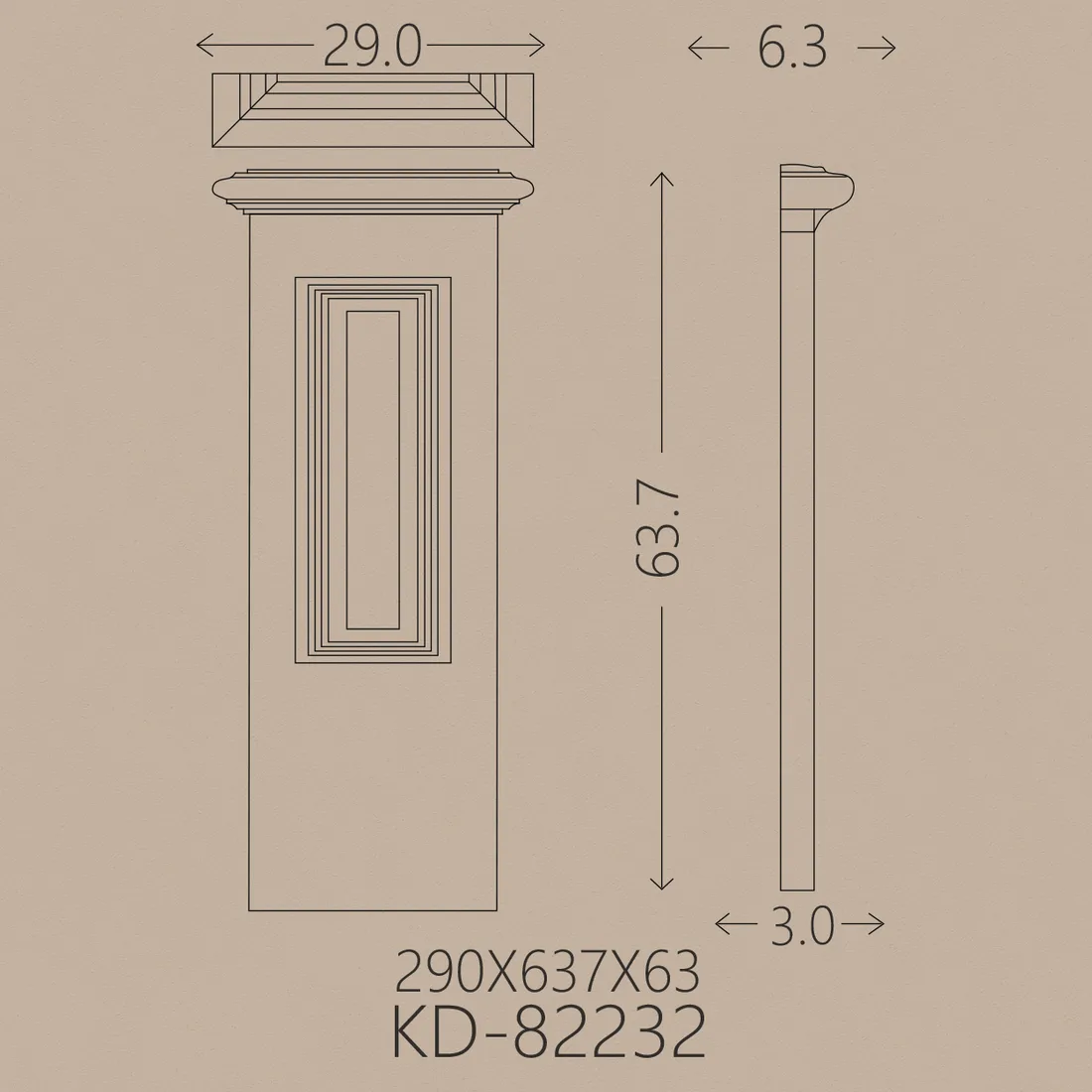 Poliüretan Pilaster PU-82232 teknik çizim