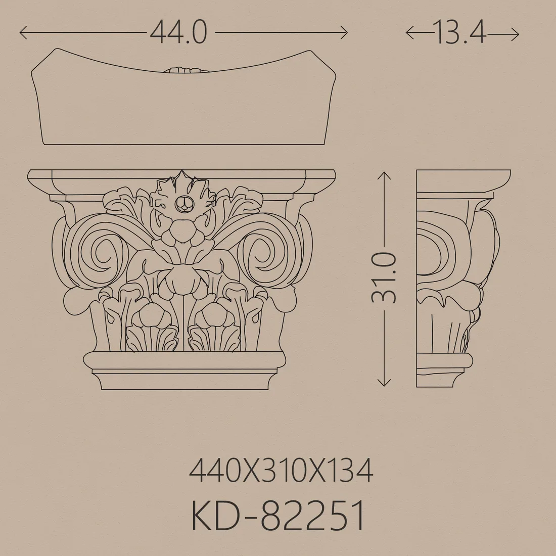 Poliüretan Pilaster PU-82251 teknik çizim