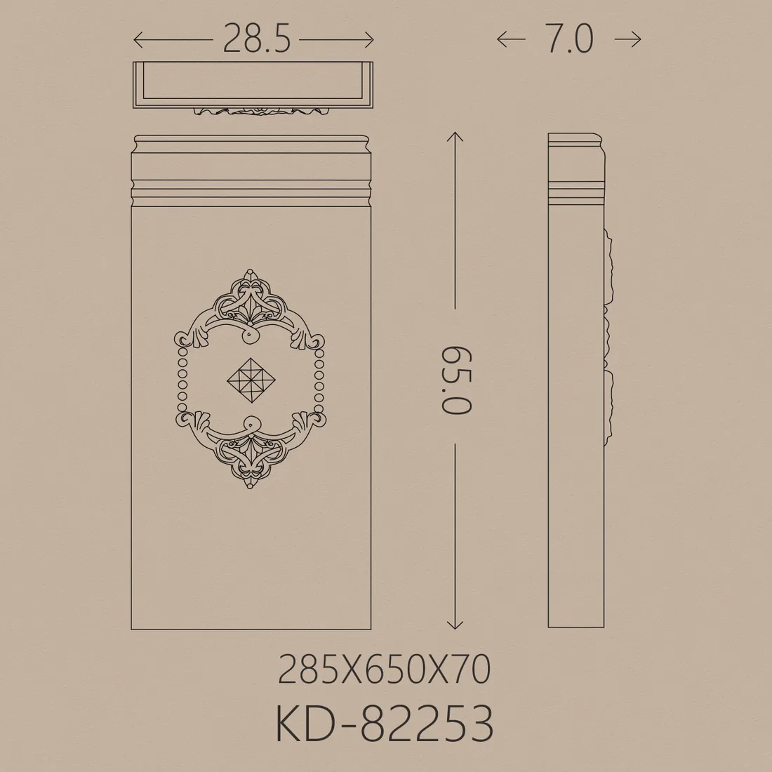 Poliüretan Pilaster PU-82253 teknik çizim