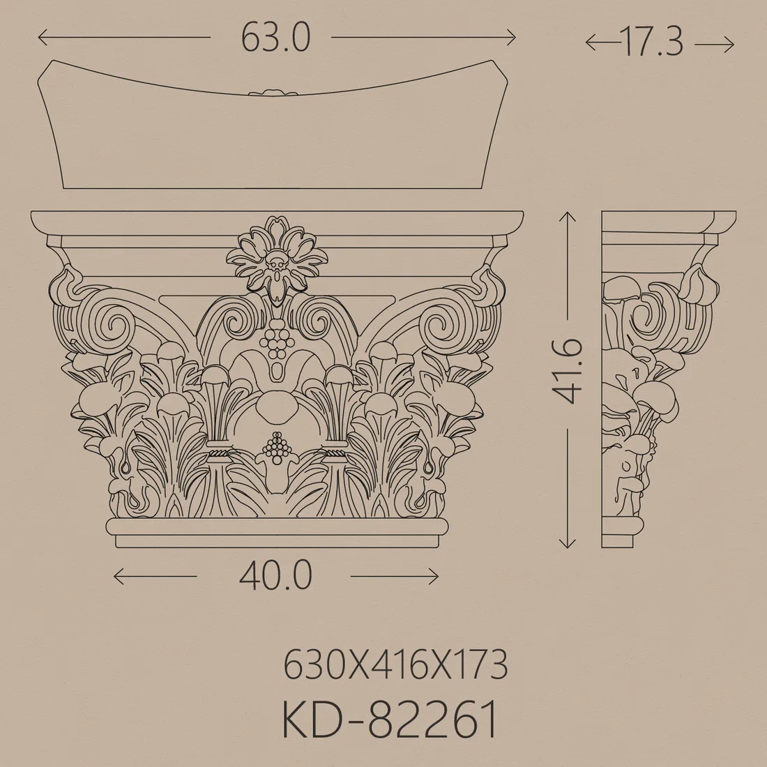 Poliüretan Pilaster PU-82261 teknik çizim