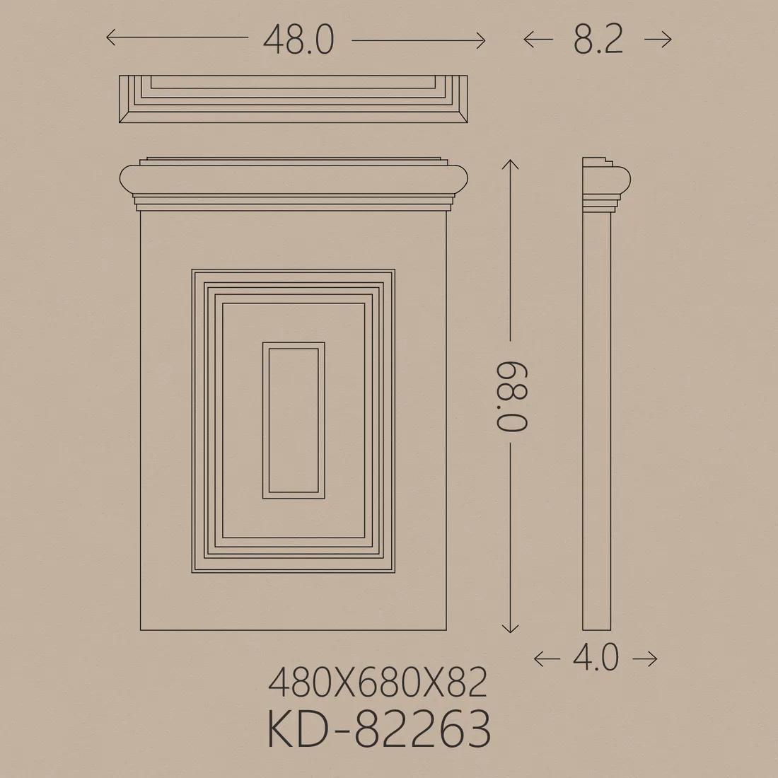 Poliüretan Pilaster PU-82263 teknik çizim