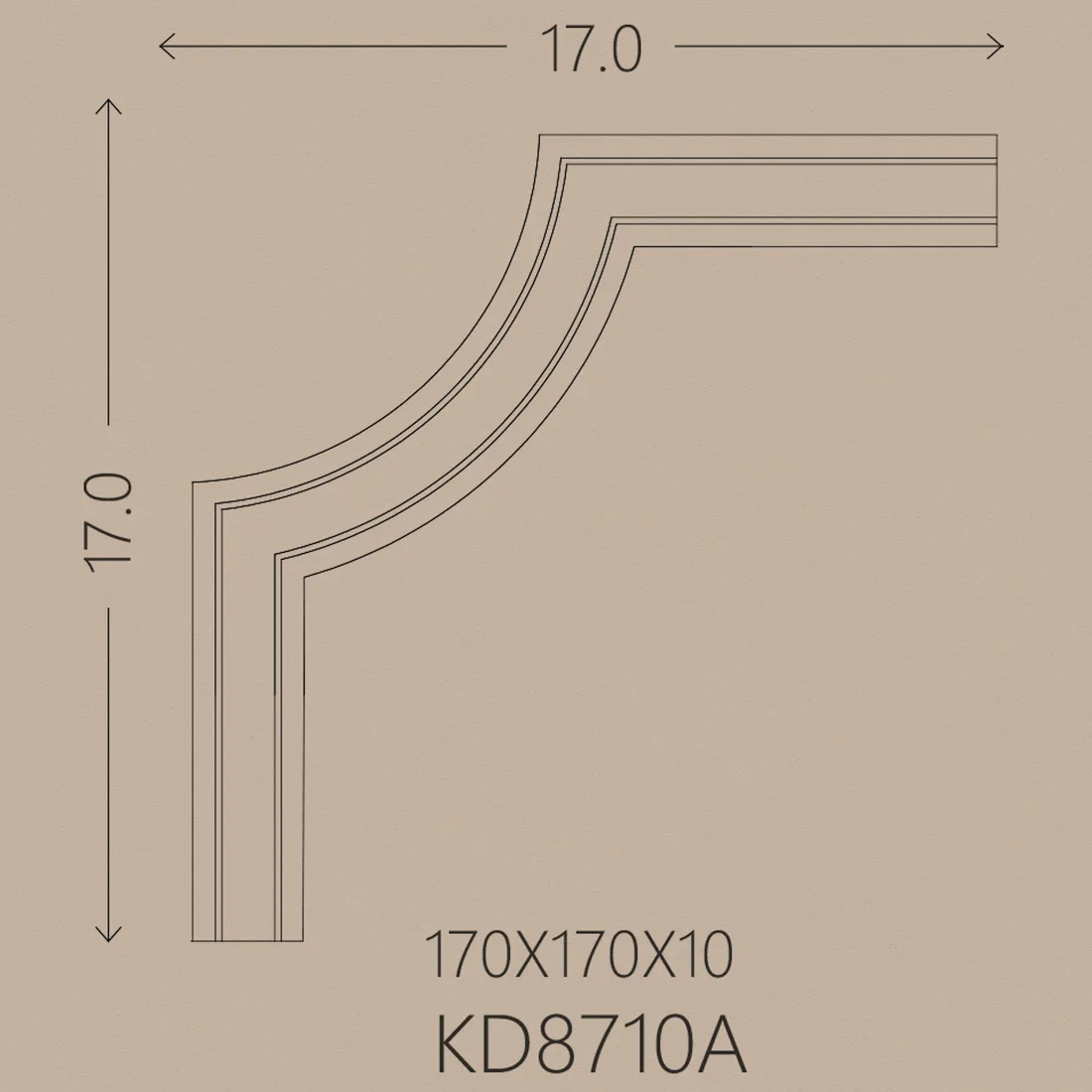 Poliüretan Çıta Köşe PU-8710A teknik çizim