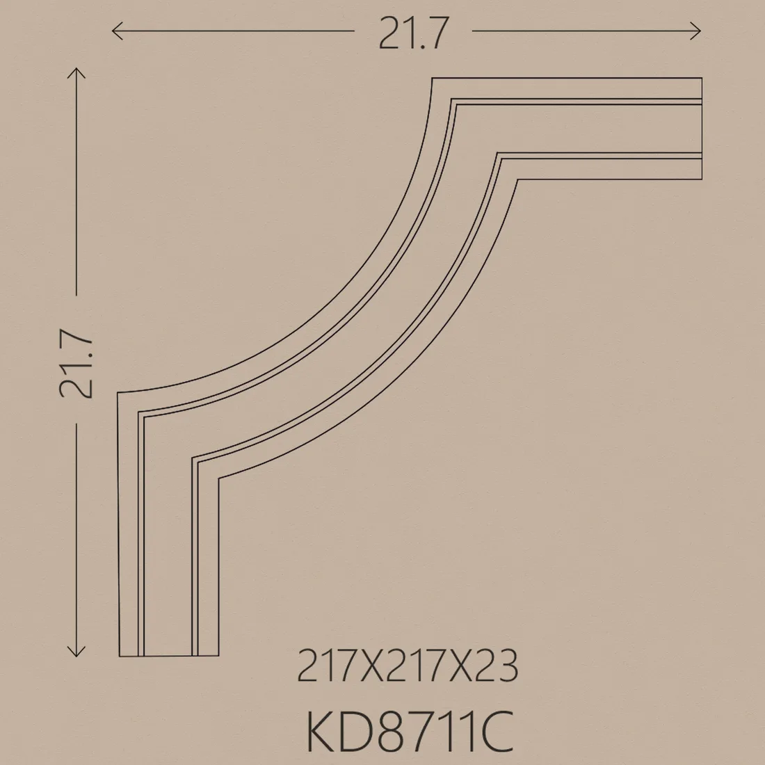 Poliüretan Çıta Köşe PU-8711C teknik çizim