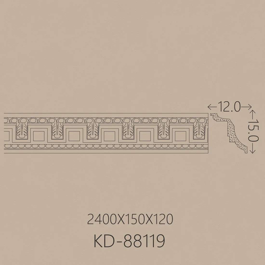 Poliüretan Kartonpiyer PU-88119 teknik çizim