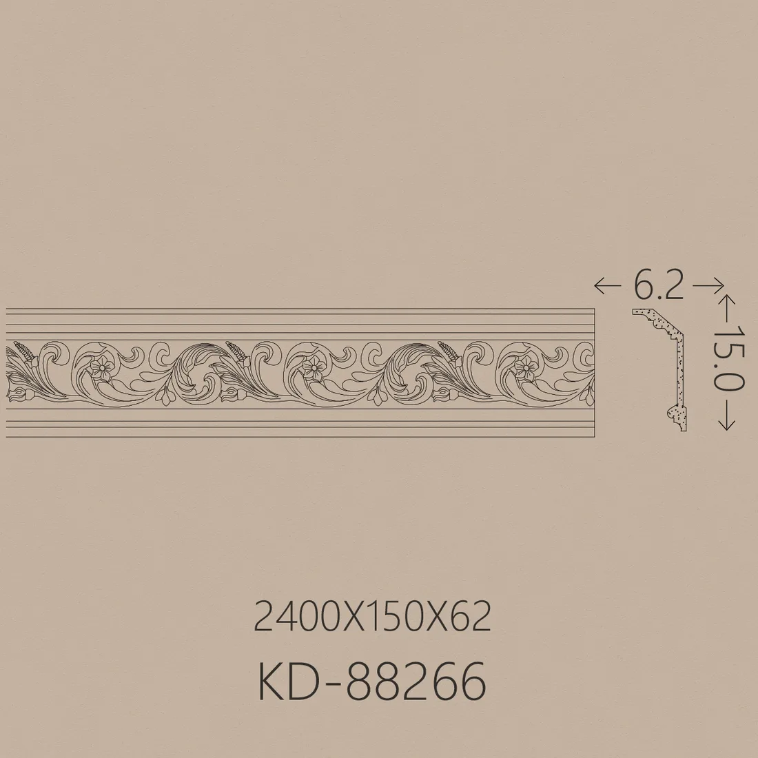 Poliüretan Kartonpiyer PU-88266 teknik çizim
