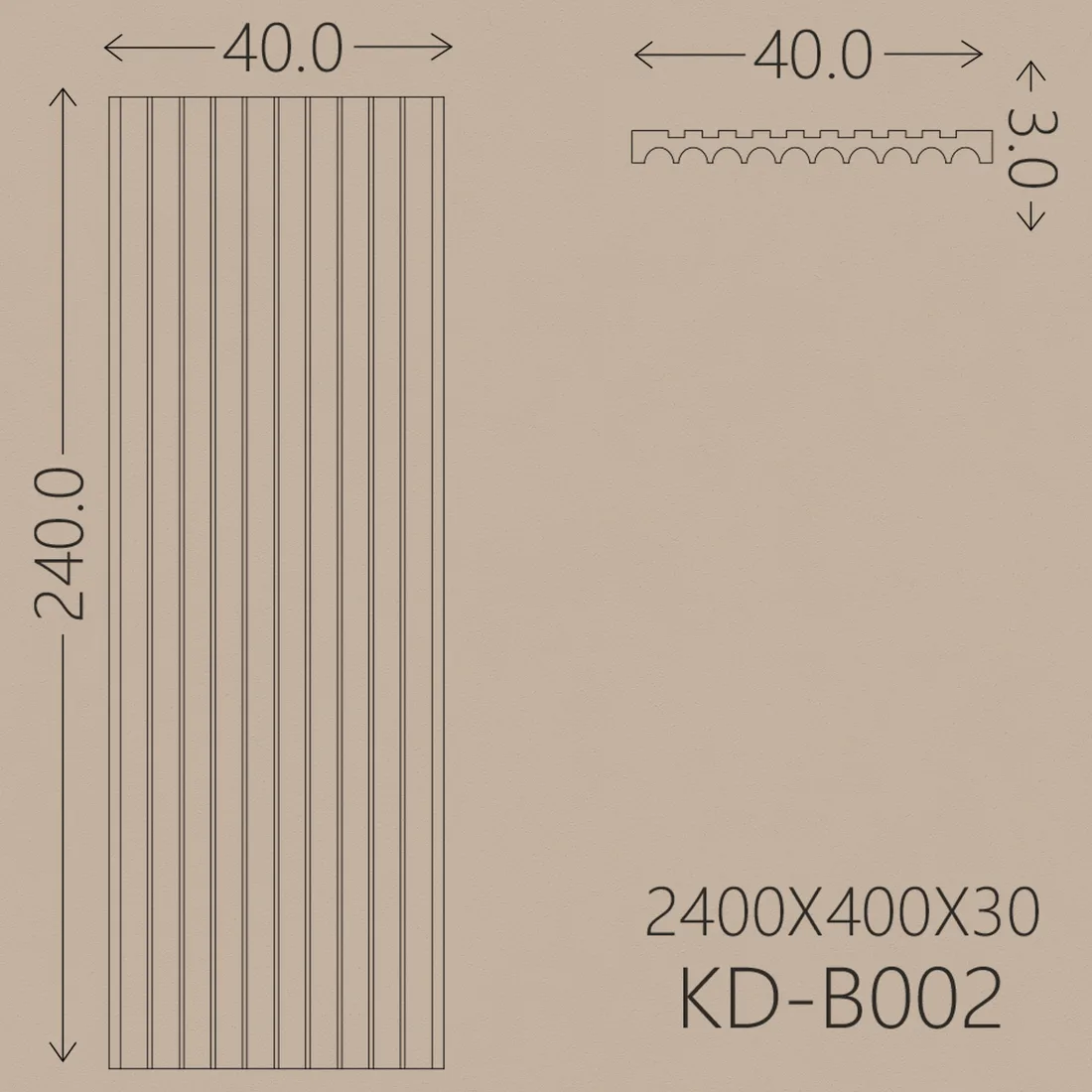 Poliüretan Panel Kaplama PU-B002 teknik çizim